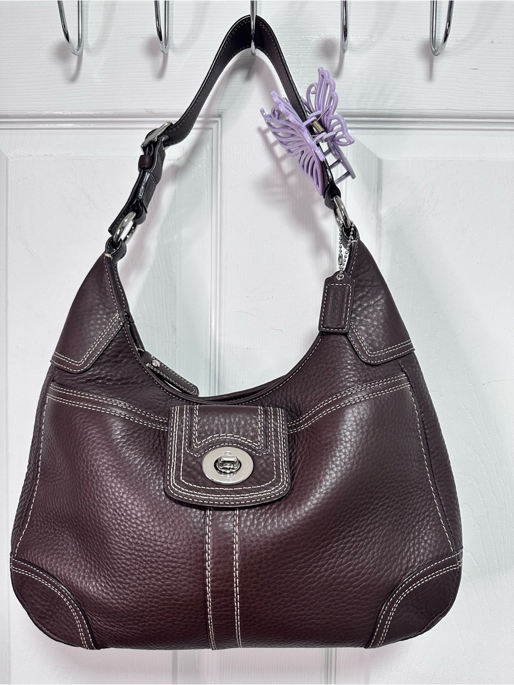 COACH Y2K black soho hamilton pebbled leather hobo purse f13956